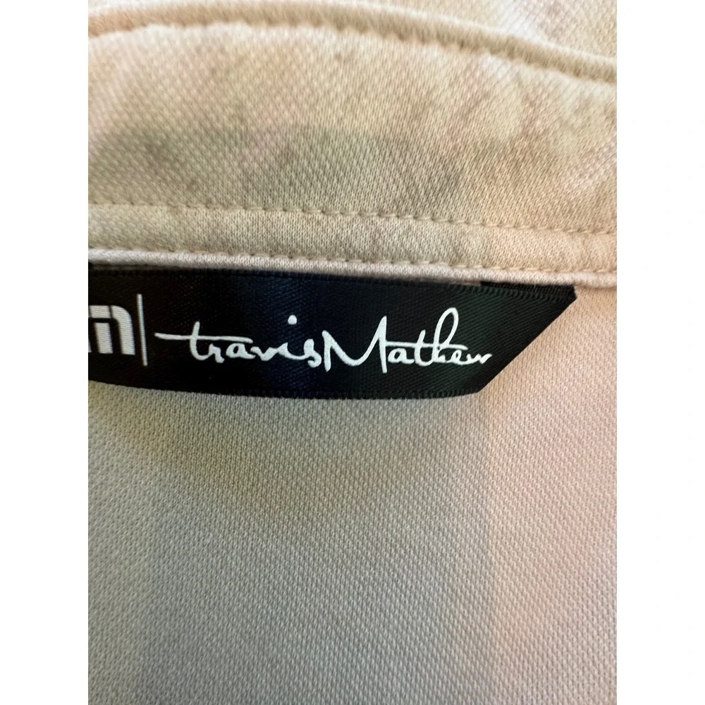 TravisMathew Mens XXL Beige Marble Print Short Sleeve Golf Polo Shirt‎ Tan